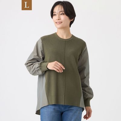 ＜EVEX BY KRIZIA L (Women/大きいサイズ)＞【Ｌ】【ウォッシャブル】タフタコンビニットプルオーバー