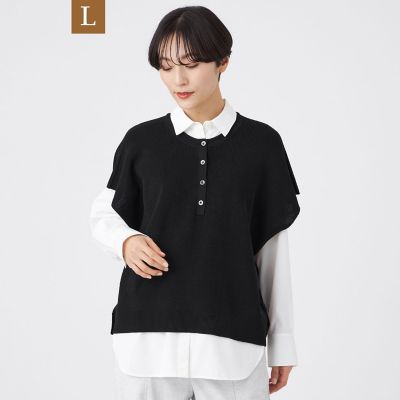 ＜EVEX BY KRIZIA L (Women/大きいサイズ)＞【Ｌ】【ウォッシャブル】２ｗａｙニットベスト