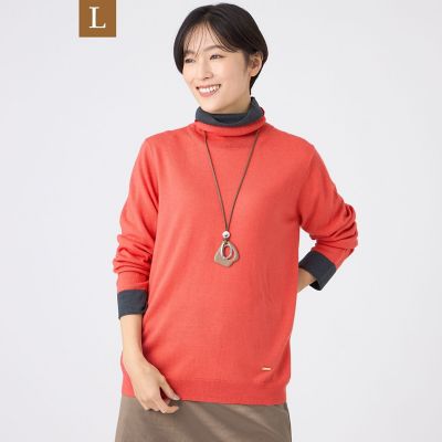 ＜EVEX BY KRIZIA L (Women/大きいサイズ)＞【Ｌ】【追加・カタログ掲載・ウォッシャブル】ダブルタートルネックニットプルオーバー