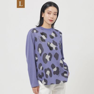 ＜EVEX BY KRIZIA L (Women/大きいサイズ)＞【Ｌ】【ウォッシャブル】パンサージャカードカットソー