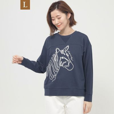 ＜EVEX BY KRIZIA L (Women/大きいサイズ)＞【Ｌ】【ウォッシャブル】ゼブラコードエンブロイダリースウェット
