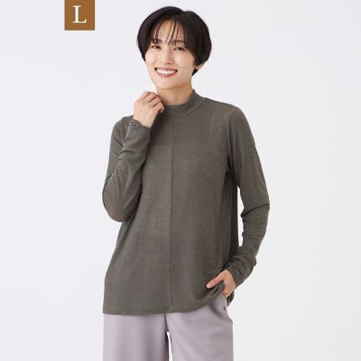 ＜EVEX BY KRIZIA L (Women/大きいサイズ)＞【Ｌ】【ウォッシャブル】シアーラメジャージーハイネックカットソー