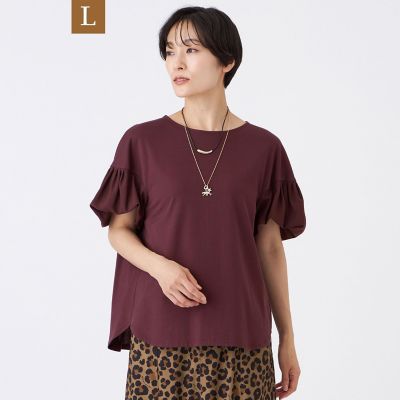 ＜EVEX BY KRIZIA L (Women/大きいサイズ)＞【Ｌ】【接触冷感】【マシンウォッシャブル】スパンローンコンビカットソー
