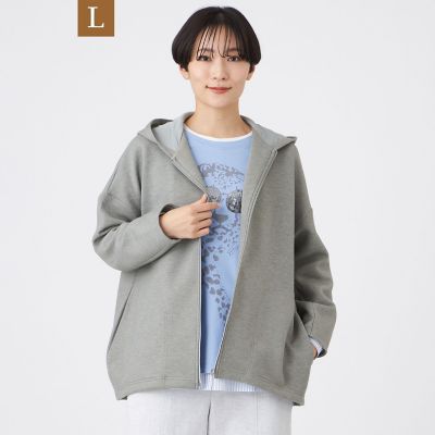 ＜EVEX BY KRIZIA L (Women/大きいサイズ)＞【Ｌ】【マシンウォッシャブル】ダンボールニットパーカー