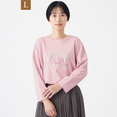 ＜EVEX BY KRIZIA L (Women/大きいサイズ)＞【Ｌ】【カタログ掲載・ウォッシャブル】アニマルエンブロイダリーカットソー