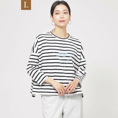 ＜EVEX BY KRIZIA L (Women/大きいサイズ)＞【Ｌ】【ウォシャブル】イニシャルパンサープリントカットソー