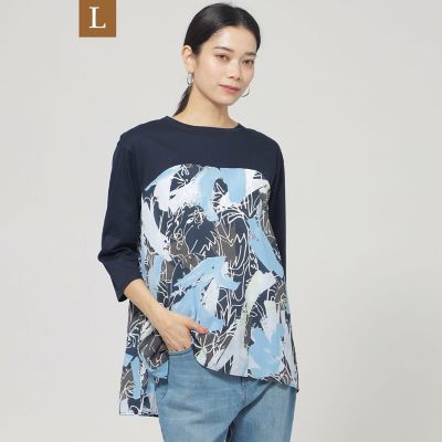 ＜EVEX BY KRIZIA L (Women/大きいサイズ)＞【Ｌ】【ウォシャブル】フラワープリントコンビカットソー