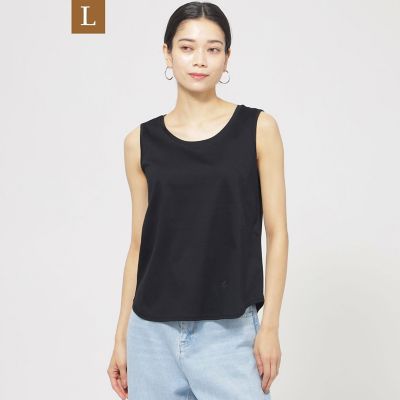 ＜EVEX BY KRIZIA L (Women/大きいサイズ)＞【Ｌ】【ウォシャブル】【接触冷感】シルケットコットンタンクトップ
