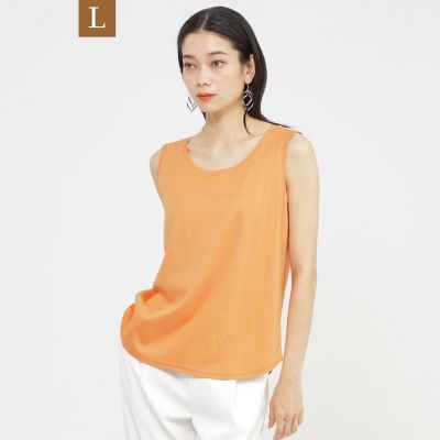 ＜EVEX BY KRIZIA L (Women/大きいサイズ)＞【Ｌ】【ウォシャブル】【接触冷感】シルケットコットンタンクトップ