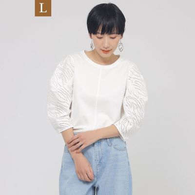 ＜EVEX BY KRIZIA L (Women/大きいサイズ)＞【Ｌ】【ウォッシャブル】パンチングゼブラコンビカットソー