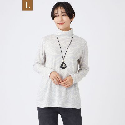 ＜EVEX BY KRIZIA L (Women/大きいサイズ)＞【Ｌ】【ウォッシャブル】タイガープリントハイネックカットソー