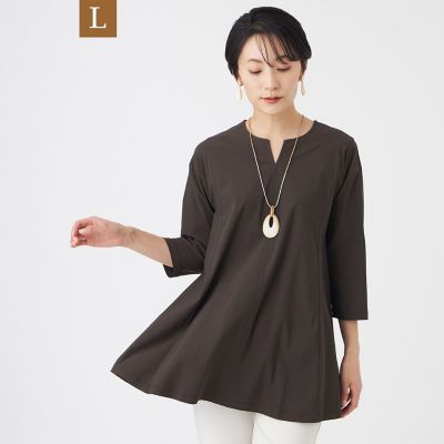 ＜EVEX BY KRIZIA L (Women/大きいサイズ)＞【Ｌ】【接触冷感・マシンウォッシャブル】ハイゲージメリルハイテンションチニックカットソー