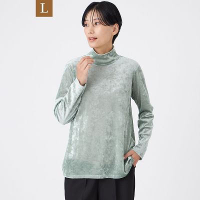 ＜EVEX BY KRIZIA L (Women/大きいサイズ)＞【Ｌ】【マシンウォッシャブル】メッシュベロアハイネックプルオーバー