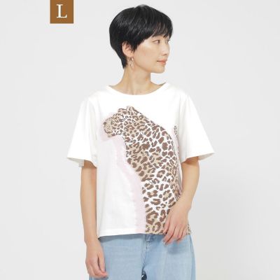 ＜EVEX BY KRIZIA L (Women/大きいサイズ)＞【Ｌ】【カタログ掲載品】【ウォッシャブル】パンサーモチーフジャカードカットソー