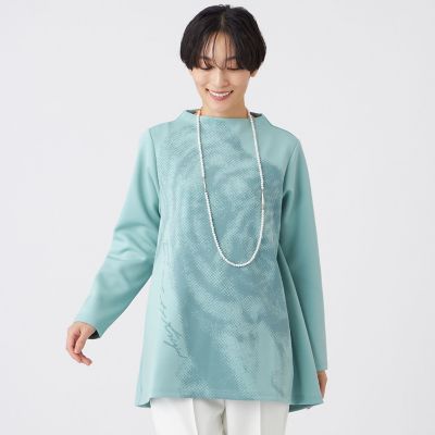 ＜EVEX BY KRIZIA L (Women/大きいサイズ)＞【Ｌ】【ウォッシャブル】シャドープリントダンボールニットチュニックプルオーバー