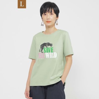 EVEX BY KRIZIA L (Women/大きいサイズ)/エヴェックス バイ クリツィアＬ 【Ｌ】【カタログ掲載品】【ウォッシャブル】アニマルロゴプリントカットソー