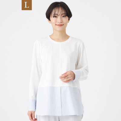 ＜EVEX BY KRIZIA L (Women/大きいサイズ)＞【Ｌ】【ウォッシャブル】シャツコンビカットソー