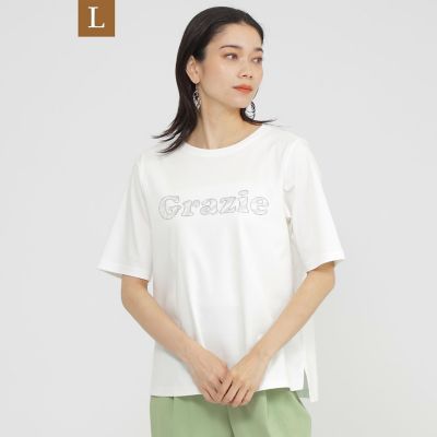 ＜EVEX BY KRIZIA L (Women/大きいサイズ)＞【Ｌ】【カタログ掲載品】【接触冷感】【ウォッシャブル】超冷感コットンスムースホットフィットロゴＴシャツ