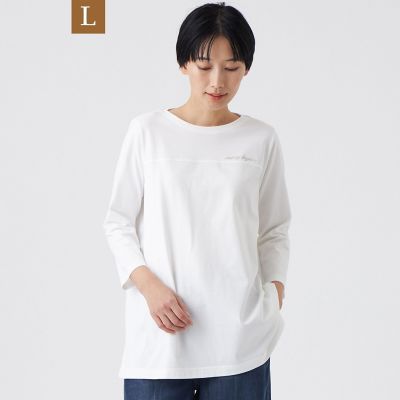 ＜EVEX BY KRIZIA L (Women/大きいサイズ)＞【Ｌ】【カタログ掲載・ウォッシャブル】ロゴエンブロイダリーチュニックカットソー