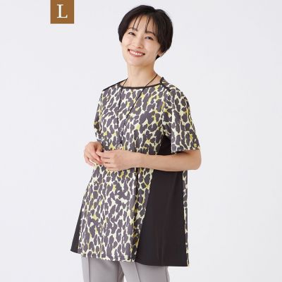 ＜EVEX BY KRIZIA L (Women/大きいサイズ)＞【Ｌ】【接触冷感】【マシンウォッシャブル】パンサードットチュニックカットソー