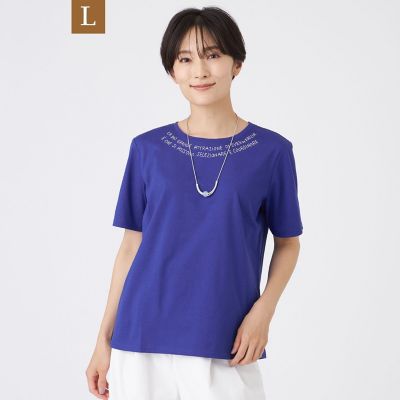 ＜EVEX BY KRIZIA L (Women/大きいサイズ)＞【Ｌ】【接触冷感】【ウォッシャブル】ネックエンブロイダリーカットソー