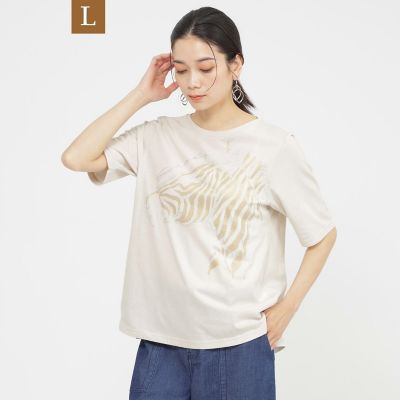 EVEX BY KRIZIA L (Women/大きいサイズ)/エヴェックス バイ クリツィアＬ 【Ｌ】【ＳＡＮＹＯ　Ｓｔｙｌｅ　ＥＤＩＴＩＯＮ掲載】【接触冷感】【ウォッシャブル】メタリックゼブラプリントカットソー