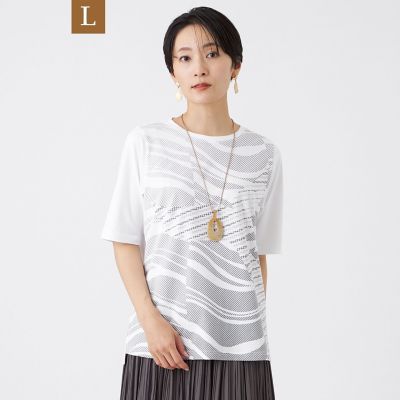 L】【接触冷感・マシンウォッシャブル】ウェーブホエールカットソー