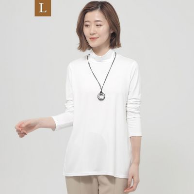 ＜EVEX BY KRIZIA L (Women/大きいサイズ)＞【Ｌ】【ウォッシャブル】ベア天竺ハイネックカットソー