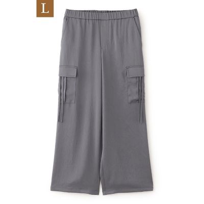 【Ｌ】【マシンウォッシャブル】ソフトサテンカーゴパンツ