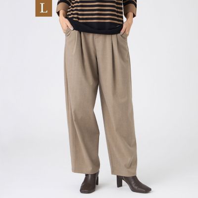 ＜EVEX BY KRIZIA L (Women/大きいサイズ)＞【Ｌ】【カタログ掲載】【マシンウォッシャブル】ラメストライプタックバレルパンツ