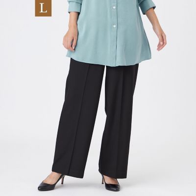 ＜EVEX BY KRIZIA L (Women/大きいサイズ)＞【Ｌ】【マシンウォッシャブル】ブラッシュドストレートパンツ