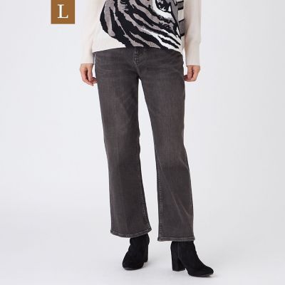 ＜EVEX BY KRIZIA L (Women/大きいサイズ)＞【Ｌ】【カタログ掲載】【マシンウォッシャブル】ブラックデニムセミフレアパンツ