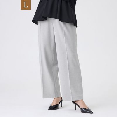 ＜EVEX BY KRIZIA L (Women/大きいサイズ)＞【Ｌ】【美シルエット・ウォッシャブル】ストレッチツイルタックパンツ