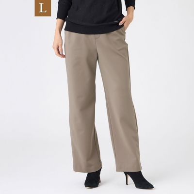 ＜EVEX BY KRIZIA L (Women/大きいサイズ)＞【Ｌ】【マシンウォッシャブル】バックスエードダンボールニットストレートパンツ