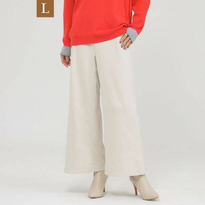 EVEX BY KRIZIA L (Women/大きいサイズ)/エヴェックス バイ クリツィアＬ 【Ｌ】【定番リニューアル】【ウォッシャブル】メリルハイテンション裏起毛ワイドパンツ