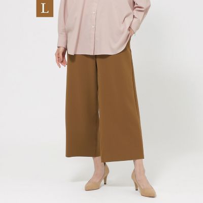 ＜EVEX BY KRIZIA L (Women/大きいサイズ)＞【Ｌ】【ウォッシャブル】ダンボールニットワイドクロップドパンツ