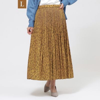EVEX BY KRIZIA L (Women/大きいサイズ)/エヴェックス バイ クリツィアＬ 【Ｌ】【カタログ掲載品】【ウォッシャブル】パンサープリントプリーツスカート