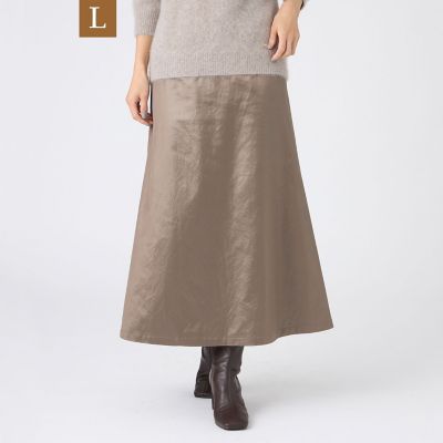 ＜EVEX BY KRIZIA L (Women/大きいサイズ)＞【Ｌ】【カタログ掲載】【マシンウォッシャブル】レザーライクサテンストレッチスカート