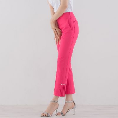 クイーンズコート QUEENS COURT プチパール付きスリットギンガムパンツ プチパール付きスリットギンガムパンツ | QUEENS COURT（Women