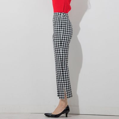 クイーンズコート QUEENS COURT プチパール付きスリットギンガム