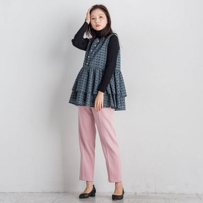 ツィードストレートパンツ≪洗濯機で洗える≫