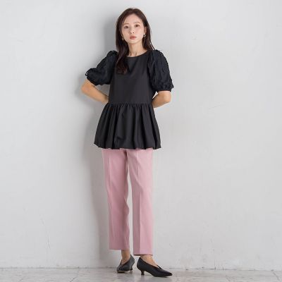 ツィードストレートパンツ≪洗濯機で洗える≫