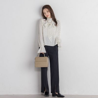 ポンチセンタースリットパンツ≪セットアップ対応／手洗い可能≫