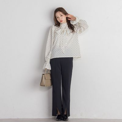 ポンチセンタースリットパンツ≪セットアップ対応／手洗い可能≫
