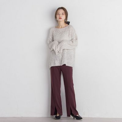 ポンチセンタースリットパンツ≪セットアップ対応／手洗い可能≫