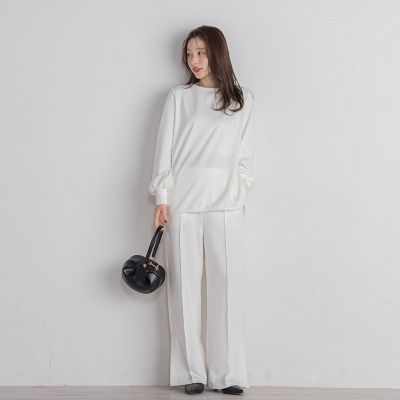 ポンチサイドスリットワイドパンツ≪セットアップ対応／手洗い可能≫