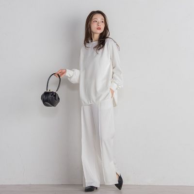 ポンチサイドスリットワイドパンツ≪セットアップ対応／手洗い可能≫