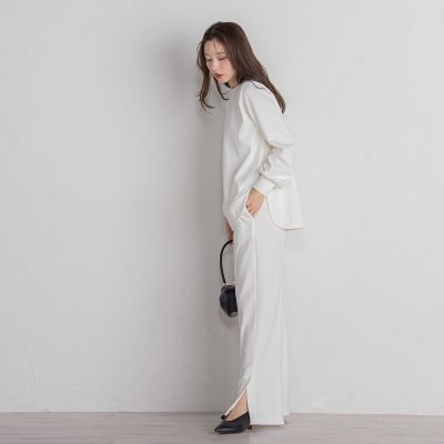 ポンチサイドスリットワイドパンツ≪セットアップ対応／手洗い可能≫