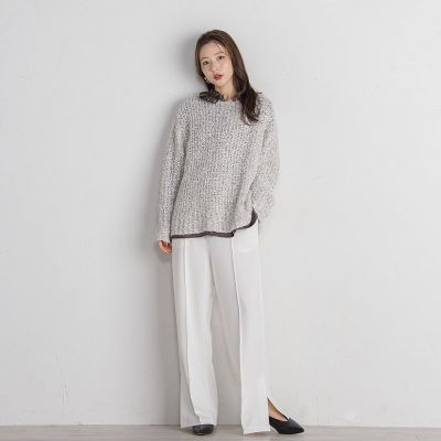 ポンチサイドスリットワイドパンツ≪セットアップ対応／手洗い可能≫