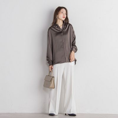 ポンチサイドスリットワイドパンツ≪セットアップ対応／手洗い可能≫